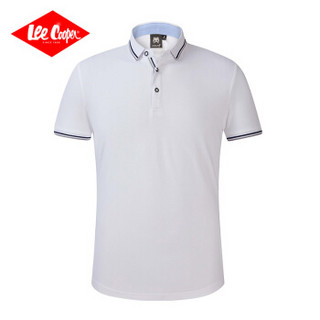 Lee Cooper    短袖POLO衫2019青年时尚商务休闲男纯色百搭潮流款  LZ-9955 白色 2XL