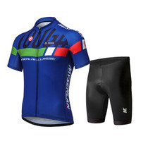 迈森兰 MYSENLAN 骑行服套装 夏季短袖骑行服男自行车山地车公路车骑行上衣短裤 彪悍 蓝 S