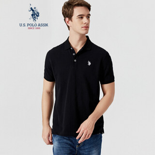 U.S. POLO ASSN. polo衫男士2019春夏新品多色纯棉潮流时尚短袖t恤1192101001 黑色 3XL