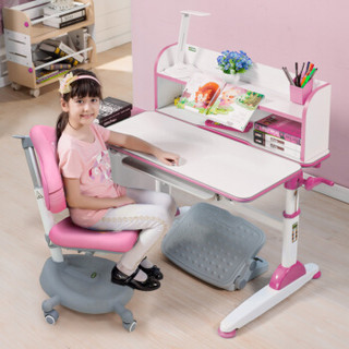 生活诚品 儿童学习桌椅套装儿童书桌可升降手摇书桌学生写字桌 ME351P+AU610P  粉色 台湾品牌