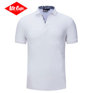 Lee Cooper     短袖POLO衫2019春季新款休闲宽松潮流翻领纯色百搭  LZ-2759 白色 2XL