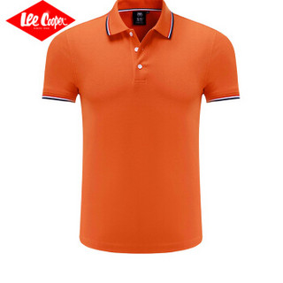 Lee Cooper      短袖POLO衫2019春季新款潮流百搭时尚休闲青年翻领 LZ-7518 桔红 XL