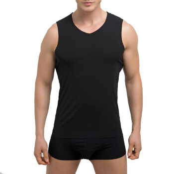 BODYWILD 内衣男士背心莫代尔无痕男士V领宽肩背心 ZBN11FM1 黑色 180码