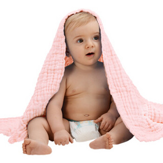 雅氏(Yeah’s)婴儿浴巾宝宝吸水浴巾四季款120x120cm6层纱布儿童毛巾粉色