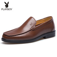 PLAYBOY 花花公子 男士经典套脚商务休闲皮鞋英伦圆头正装鞋 7AW509101D02