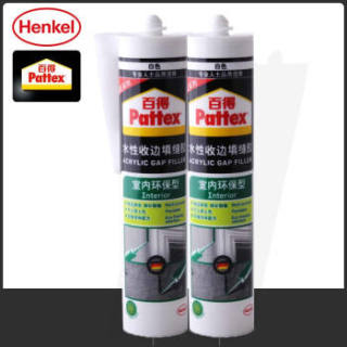 汉高百得(Pattex)PGF-I 收边胶 中性硅胶 玻璃胶封边胶 环保配方水性无味 可上漆 室内型 白色 300ml 2支装