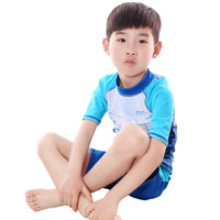 弈姿(EZI)儿童学生游泳衣防晒男童宝宝分体冲浪服 Ezi16061 海底冲浪 130cm