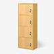 好事达 书架 储物柜 带门带锁收纳柜 防尘木纹色简易四层书柜1750