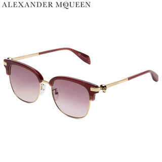 亚历山大·麦昆Alexander McQueen eyewear 男女太阳镜 亚洲版半框镜 紫红半框渐变粉镜片 AM0095SA-003 55mm