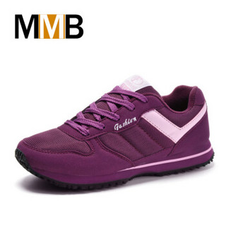 MMB 中老年运动休闲鞋防滑健步鞋女软底老人鞋妈妈鞋 607 紫色/女款 35