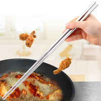 厨美 加长筷子不锈钢304防滑防烫长筷子捞面筷油炸筷火锅筷子36cm