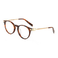 TRUSSARDI 杜鲁萨迪 中性款玳瑁色镜框金色镜腿板材全框光学眼镜架眼镜框 VTR283F 096N 49MM