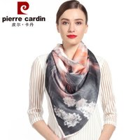 皮尔卡丹 桑蚕丝丝巾女春夏新品大方巾高档真丝纱巾空调披肩薄款夏季日常防晒送礼装 D12TM5710 烟灰粉