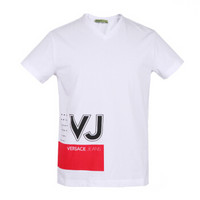 VERSACE 范思哲 男士棉纤V领字母logo短袖T恤  B3GRB72D 36161