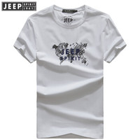 吉普男装JEEPSPIRIT 短袖T恤男 棉质半袖圆领打底简约潮流运动小衫11870804018 白色 XXL