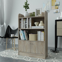 慧乐家 书柜书架 四层双门柜 带门储物收纳柜  法国香樟木色 11330