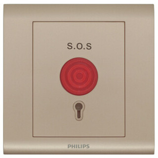 飞利浦（PHILIPS）P5香槟金色86型墙壁暗装开关插座SOS报警开关带独立钥匙