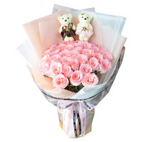 IDY 生日鲜花 33朵韩式粉玫瑰花束 情人节礼物 鲜花速递同城 全国花店送花快递配送上门