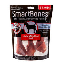 SmartBones 狗狗磨牙棒狗咬胶消化性狗零食成犬幼犬洁齿骨洁齿棒 牛肉味 大号-3支装