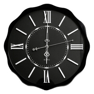 明珠星挂钟 14寸客厅钟表现代简约静音钟时尚个性立体数字时钟卧室石英钟挂表PW259黑色