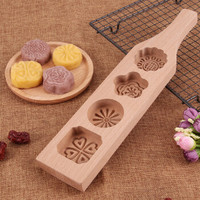 拜杰（Baijie）烘焙工具年糕绿豆糕点面食南瓜饼干年糕模具 花型木质月饼模具WSP-95