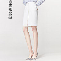 尚都比拉（Sentubila） 2019春季新品纯色时尚OL显瘦分割简约半身裙 181Q2119442 白色 M