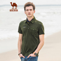 骆驼（CAMEL）男装 翻领绣标时尚青短袖T恤衫男士流行上衣 SB6137032 军绿L