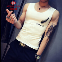 俞兆林（YUZHAOLIN）背心 男士时尚休闲无袖印花圆领打底背心B353-B01白色M