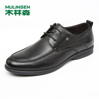 木林森（MULINSEN）韩版商务休闲鞋男鞋 简约时尚百搭男士皮鞋牛皮办公正装鞋 黑色 38码 SL87107
