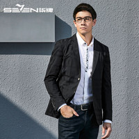 柒牌(SEVEN)西服男 青年都市时尚便西英伦西装小西装外套潮男 112C18040 黑色 A48