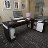 美宜德曼 电脑桌 1.4米L型右柜办公桌胡桃色 老板桌职员办公桌