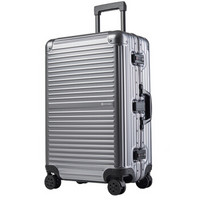 CONWOOD 康沃 行李箱 24英寸深铝镁合金万向轮拉杆箱 男女铝框箱托运旅行箱 CTA001 灰色