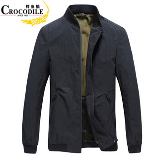 鳄鱼恤（CROCODILE）夹克 男士印花休闲外套韩版潮流棒球服男 037JK1801 黑色 2XL