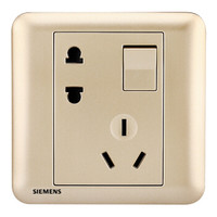 SIEMENS 西门子 开关插座 10A五孔带开关 86型插座面板皓睿砂釉金