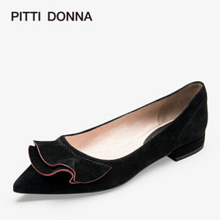 PITTI DONNA 单鞋女 尖头套脚粗跟低跟 PD 9M19601 黑色 36