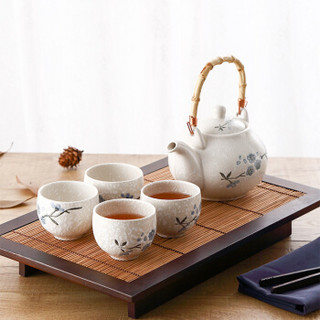 樱之歌陶瓷茶具套装日式手绘釉下彩 雪花釉茶具5件套（一壶4杯）