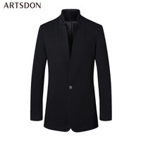 阿仕顿 秋季男士西服 商务休闲修身男西装外套A3810002 黑色 190/XXXL