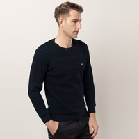 海之宁 男士青年加绒加厚棉毛衫圆领秋冬季时尚可外穿保暖内衣套装防寒保暖衣秋衣秋裤 8007黑麻蓝 L码