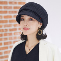 677888贝雷帽女帽子秋冬天韩版潮流英伦时尚淑女 藏青色 可调节