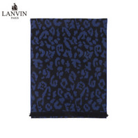 LANVIN 浪凡 男款蓝色豹纹图案100%羊毛围巾 5656 2