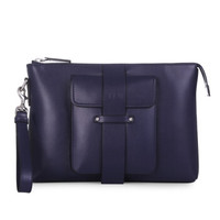 Trussardi 杜鲁萨迪 男士蓝色小牛皮革口袋装饰手包72B00063 2Y000140 U280 NR