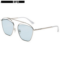 MCQ 麦昆 eyewear 男女中性款太阳镜 亚洲版金属框太阳镜 MQ0177SA-004 银灰色镜框浅蓝色镜片 54mm