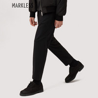 MARKLESS 休闲裤男纯色舒适直筒裤青年休闲长裤CLA8814M黑色180/XL（2.64尺）