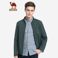 骆驼（CAMEL）男装 青年时尚韩版休闲纯色立领商务夹克外套男D8F245534绿色XXXL