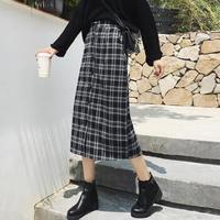 AUDDE 翱笛 秋冬季新款女装新品格子半身裙女时尚中长款a字裙包臀高腰一步裙子 zx1231-1877 黑格 L