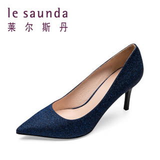 le saunda 莱尔斯丹 时尚优雅性感尖头套脚跟高跟女单鞋 LS 9T79901 深蓝色 34