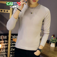 卡帝乐鳄鱼（CARTELO）T恤 男士时尚休闲纯色圆领打底衫T恤D303-T508灰色2XL