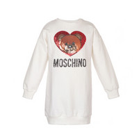 MOSCHINO KIDS 莫斯奇诺 奢侈品童装 女童白色棉氨纶小熊图案长袖连衣裙 HEV064 LDA10 10063 4A/4岁/104cm