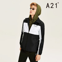 A21 秋冬男装街头风立领时尚风衣撞色字母男外套 4831114029 黑色 170/84A/M