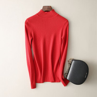 BANDALY 2018秋冬季新品女装针织衫韩版半高领针织衫修身显瘦套头学生百搭打底衫 GZQ88850 大红色 XXL